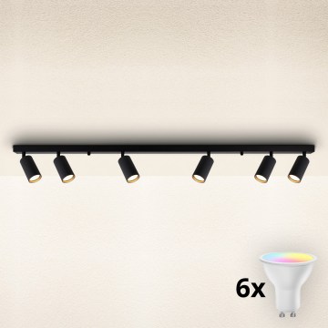 Brilagi - Foco empotrable LED RGBW regulable SELE MODERN 6xGU10/6,5W/230V 2700-6500K Wi-Fi negro