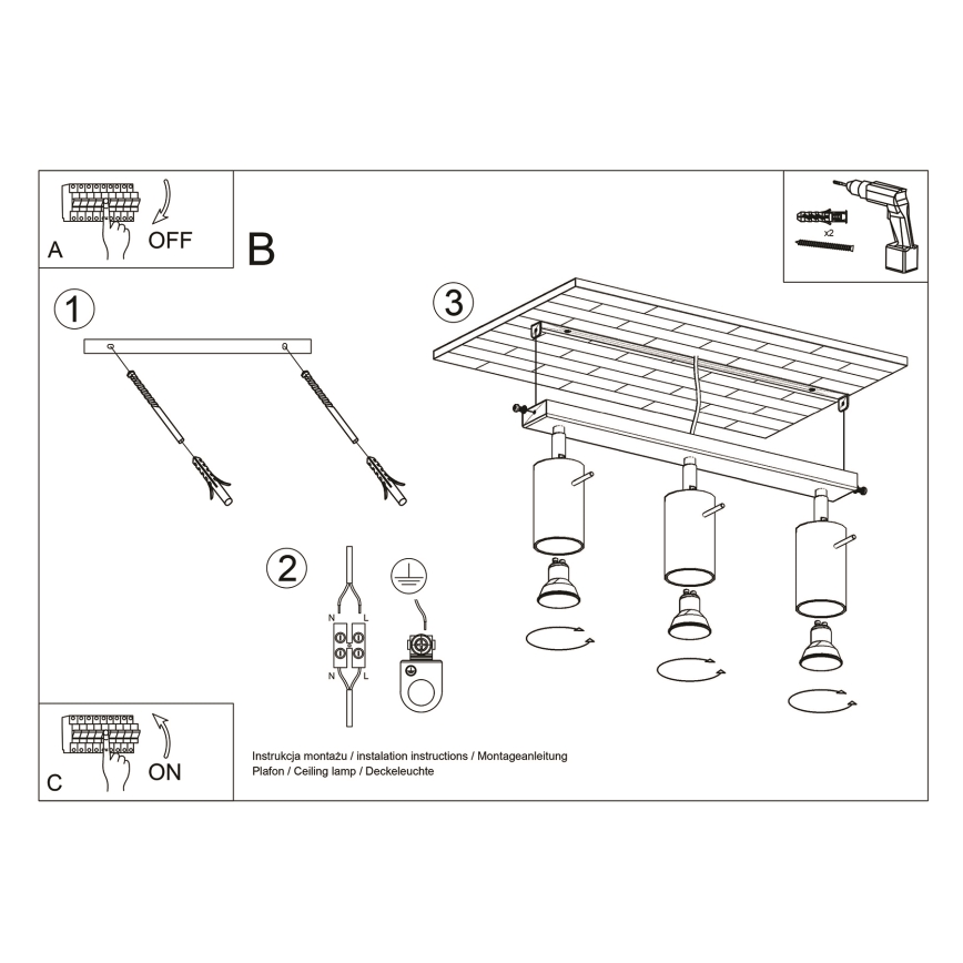 Brilagi - Foco LED ASMUS 3xGU10/7W/230V negro