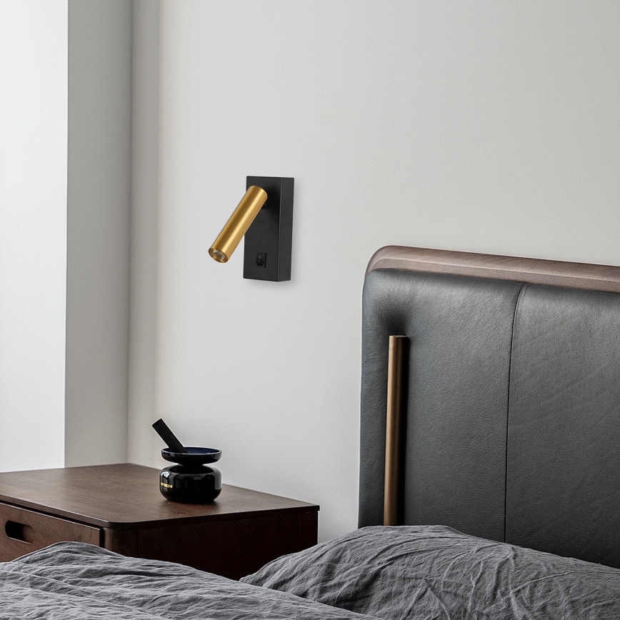 Brilagi - Foco LED de pared MAYA LED/3W/230V 4000K negro/dorado