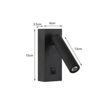 Brilagi - Foco LED de pared MAYA LED/3W/230V 4000K negro