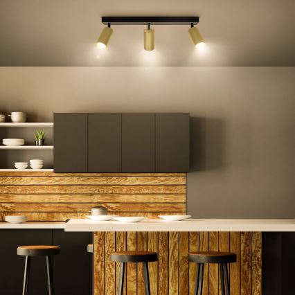 Brilagi - Foco empotrable LED RGBW regulable SELE GOLDEN 3xGU10/6W/230V 3000K negro/dorado + mando a distancia