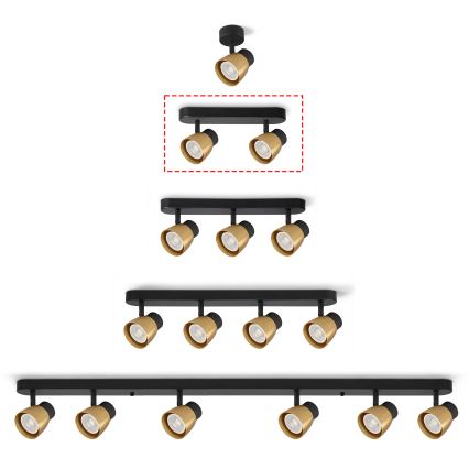 Brilagi - Foco LED RGBW regulable NUGGET 2xGU10/6W/230V 2700-6500K Wi-Fi negro/dorado