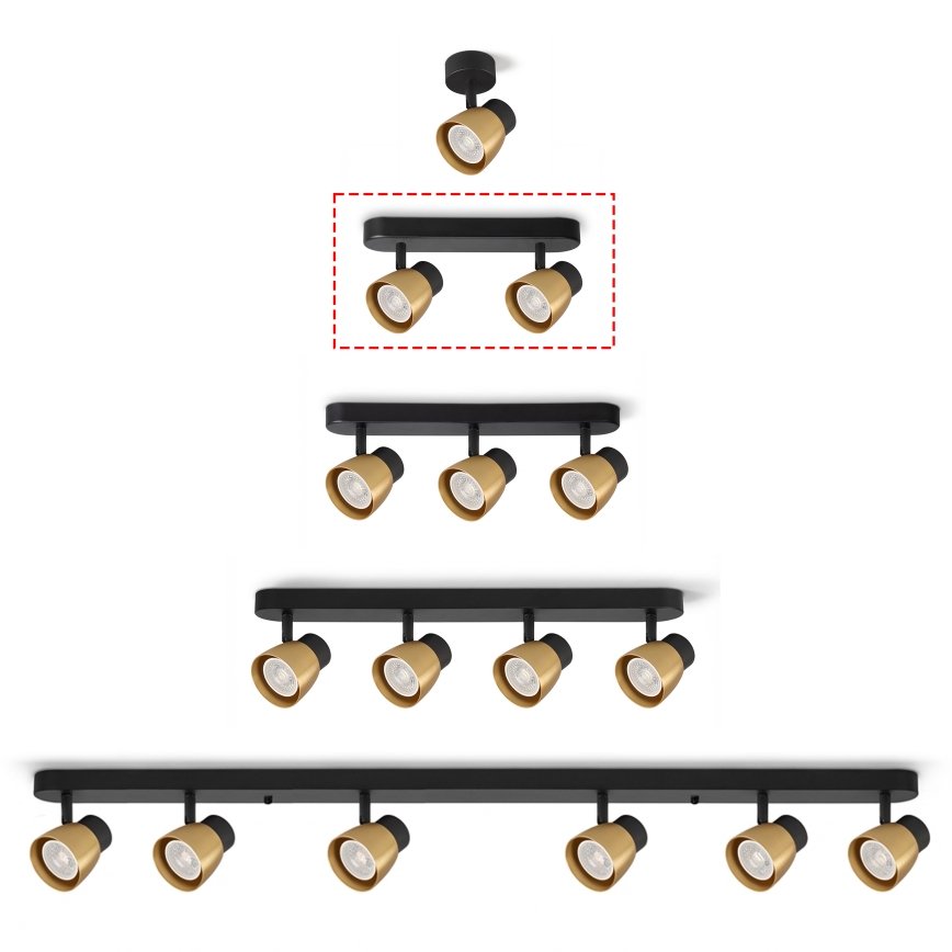Brilagi - Foco LED RGBW regulable NUGGET 2xGU10/6W/230V 2700-6500K Wi-Fi negro/dorado