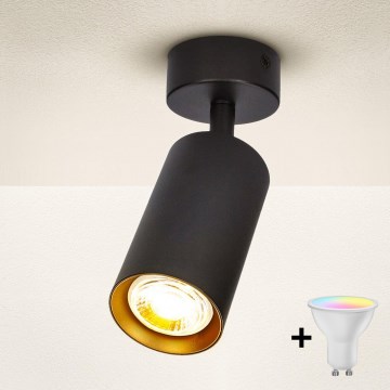 Brilagi - Foco LED RGBW regulable SELE 1xGU10/6W/230V 3000K negro/dorado + mando a distancia