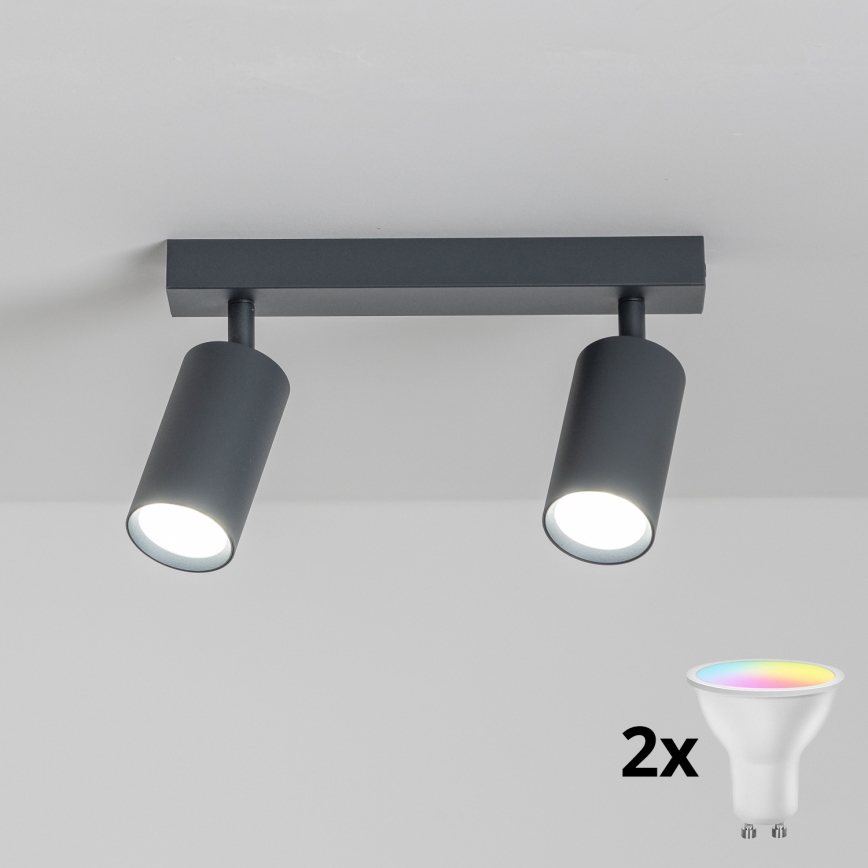 Brilagi - Foco LED RGBW regulable SELE 2xGU10/6,5W/230V 2700-6500K antracita