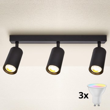 Brilagi - Foco LED RGBW regulable SELE 3xGU10/6W/230V 3000K negro