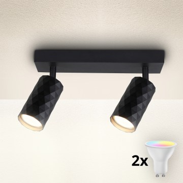 Brilagi - Foco LED RGBW regulable SELE DIAMANT 2xGU10/6,5W/230V 2700-6500K Wi-Fi negro