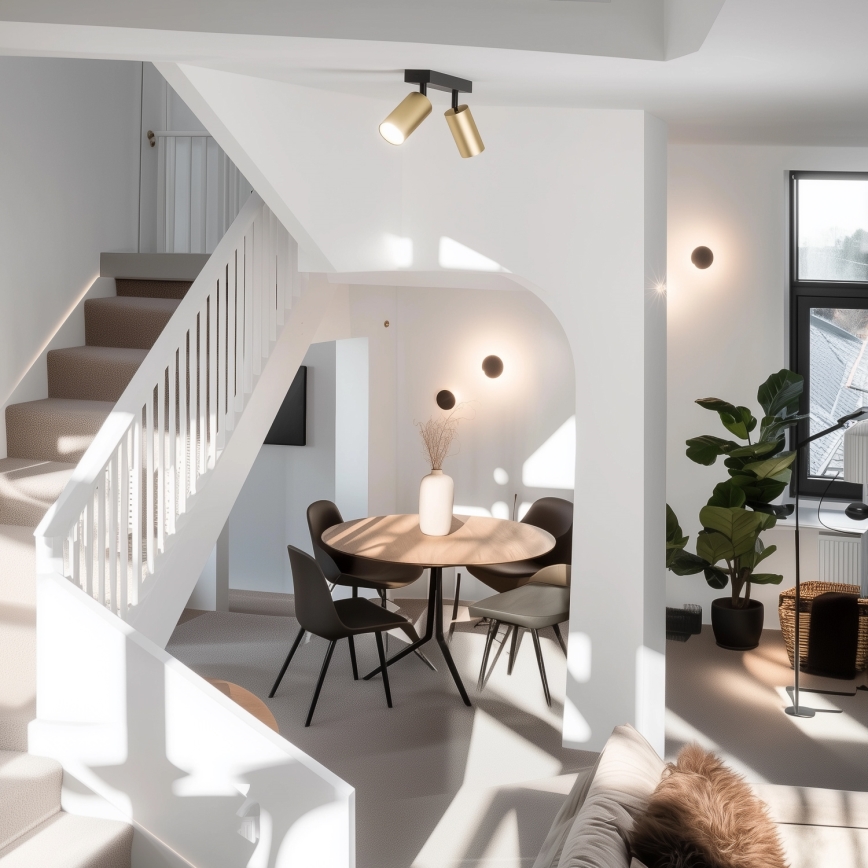 Brilagi - Foco LED RGBW regulable SELE GOLDEN 2xGU10/4,8W/230V 3000K negro/dorado + mando a distancia