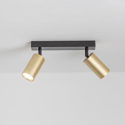 Brilagi - Foco LED RGBW regulable SELE GOLDEN 2xGU10/4,8W/230V 3000K negro/dorado + mando a distancia