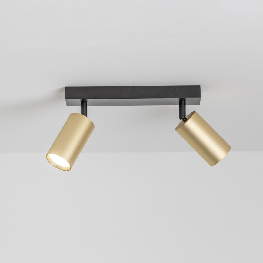 Brilagi - Foco LED RGBW regulable SELE GOLDEN 2xGU10/4,8W/230V 3000K negro/dorado + mando a distancia