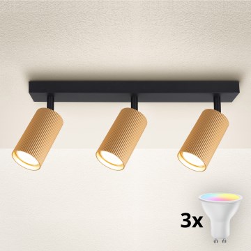 Brilagi - Foco LED RGBW regulable SELE MODERN 3xGU10/6,5W/230V 2700-6500K Wi-Fi dorado