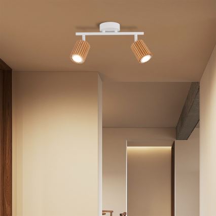 Brilagi - Foco MODERN WOOD 2xGU10/8W/230V madera/blanco