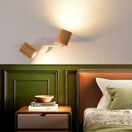 Brilagi - Foco MODERN WOOD 2xGU10/8W/230V madera/blanco