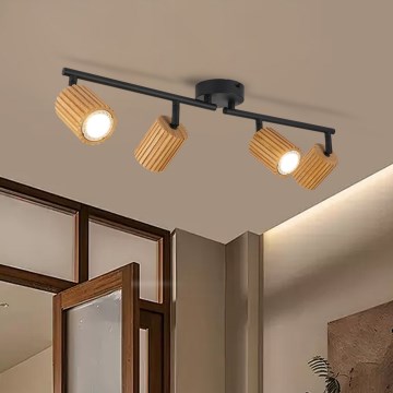 Brilagi - Foco MODERN WOOD 4xGU10/8W/230V madera/negro