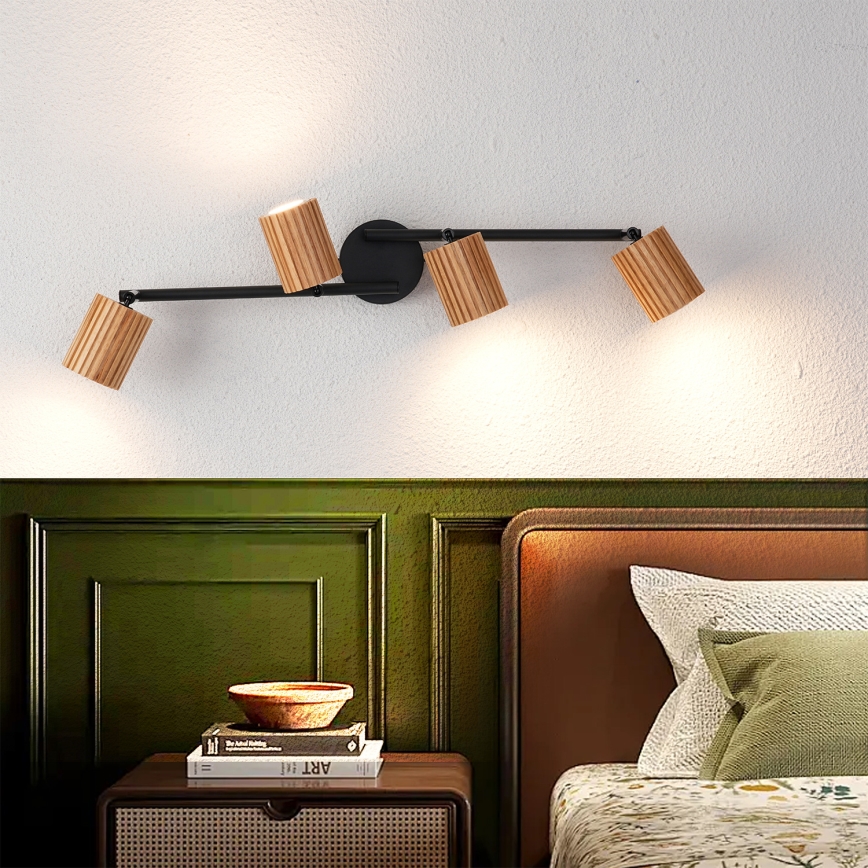Brilagi - Foco MODERN WOOD 4xGU10/8W/230V madera/negro