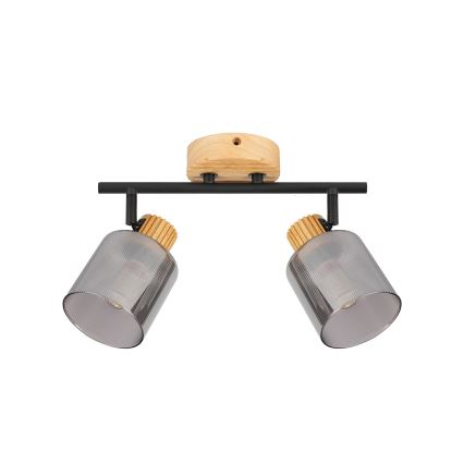 Brilagi - Foco orientable HYGGE 2xE14/15W/230V madera de caucho/ahumado