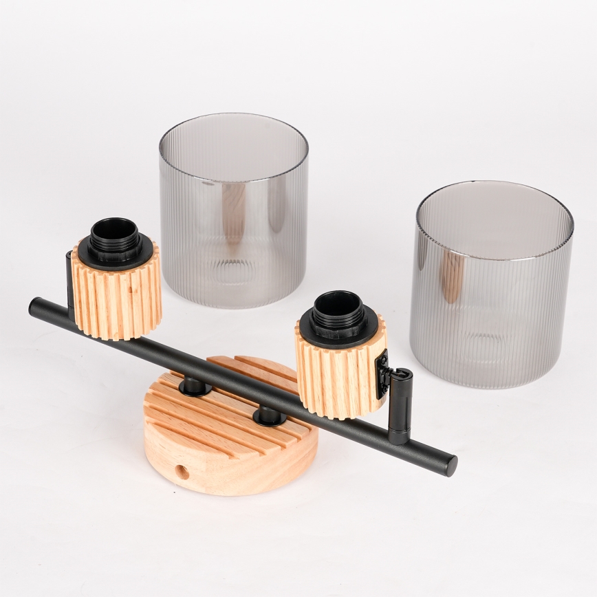 Brilagi - Foco orientable HYGGE 2xE14/15W/230V madera de caucho/ahumado