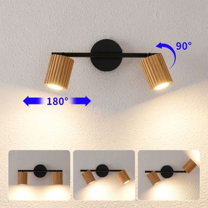Brilagi - Foco orientable MODERN WOOD 2xGU10/8W/230V madera/negro