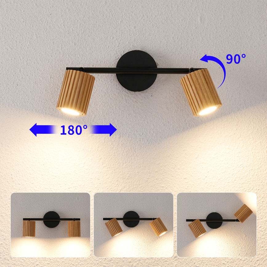 Brilagi - Foco orientable MODERN WOOD 2xGU10/8W/230V madera/negro