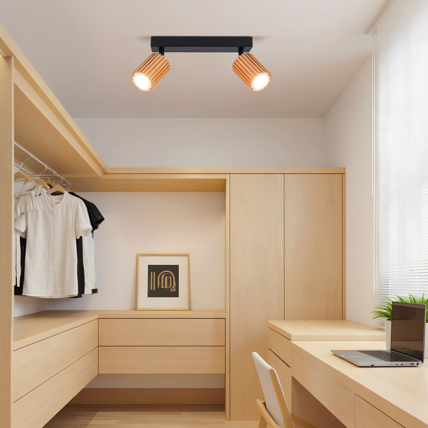 Brilagi - Foco orientable MODERN WOOD 2xGU10/8W/230V madera/negro