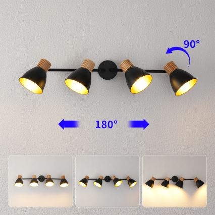 Brilagi - Foco orientable ODENSE 4xE14/10W/230V madera/negro