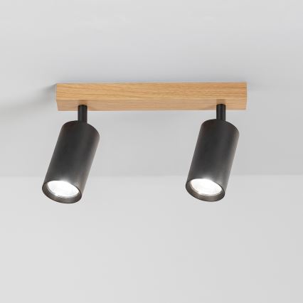 Brilagi - Foco orientable SELE 2xGU10/30W/230V negro/acabado roble