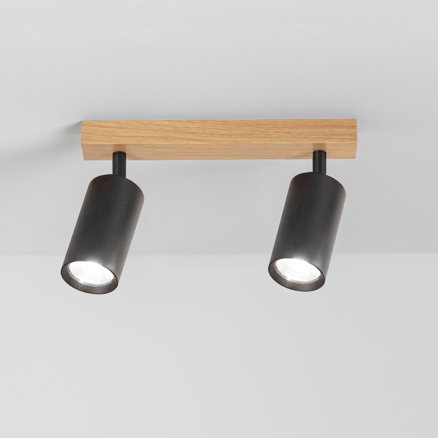 Brilagi - Foco orientable SELE 2xGU10/30W/230V negro/acabado roble