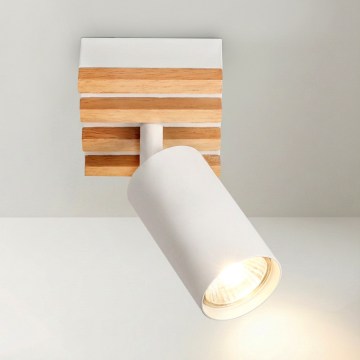 Brilagi - Foco orientable SELE WOOD 1xGU10/30W/230V blanco/madera