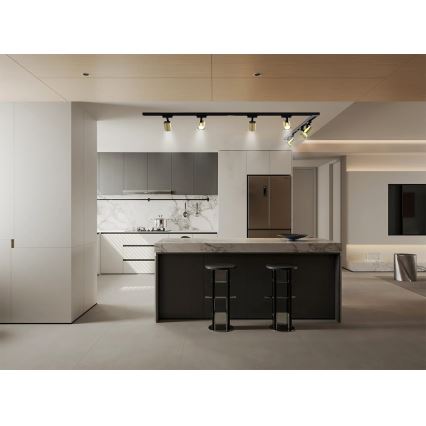 Brilagi - Foco para riel HUSKY 8xGU10/10W/230V negro/dorado