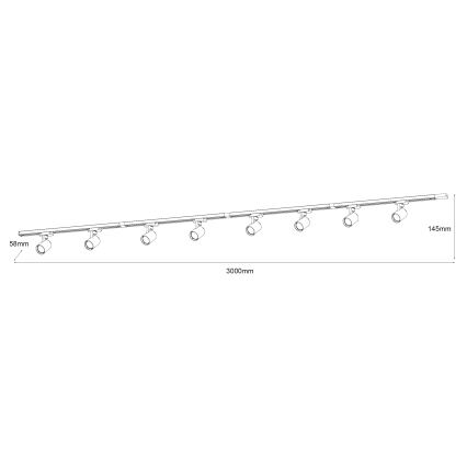 Brilagi - Foco para riel HUSKY 8xGU10/10W/230V negro/dorado