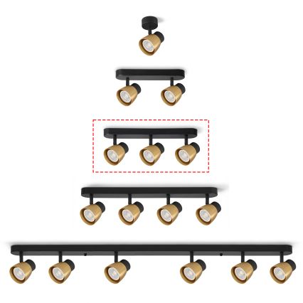Brilagi - Foco regulable LED RGBW NUGGET 3xGU10/6W/230V negro/dorado