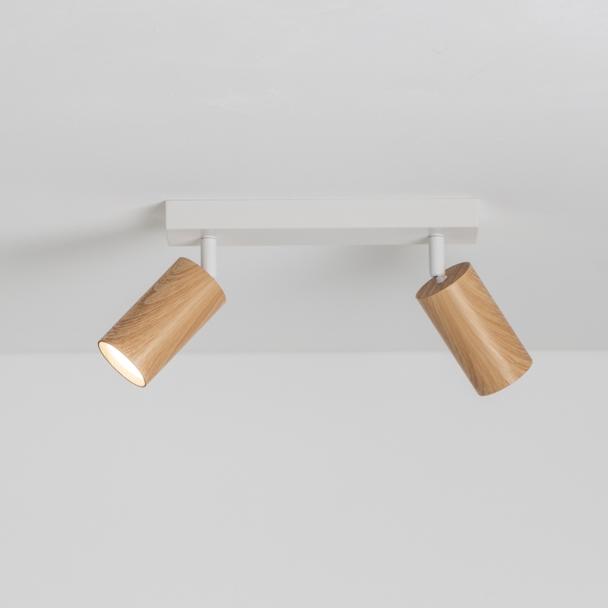 Brilagi - Foco SELE 2xGU10/30W/230V blanco/decoración de roble