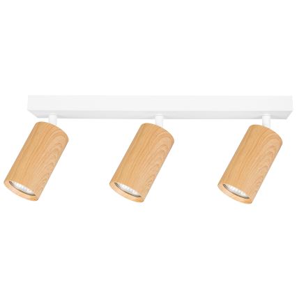 Brilagi - Foco SELE 3xGU10/30W/230V blanco/decoración de roble
