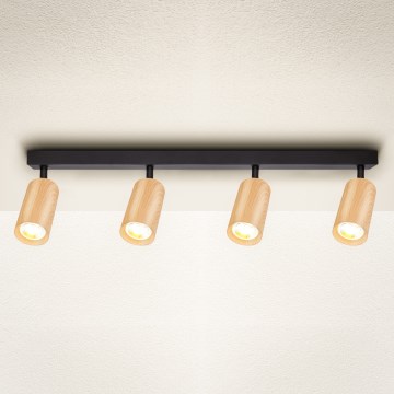 Brilagi - Foco SELE 4xGU10/30W/230V negro/decoración de roble