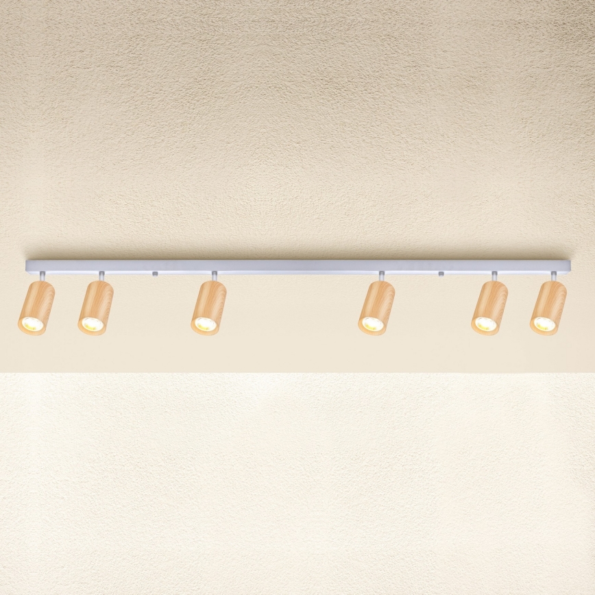 Brilagi - Foco SELE 6xGU10/30W/230V blanco/decoración de roble