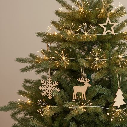 Brilagi - Guirnalda de luces LED para exterior, 150 LEDs, 5 m, IP44, blanco cálido, efecto fuegos artificiales