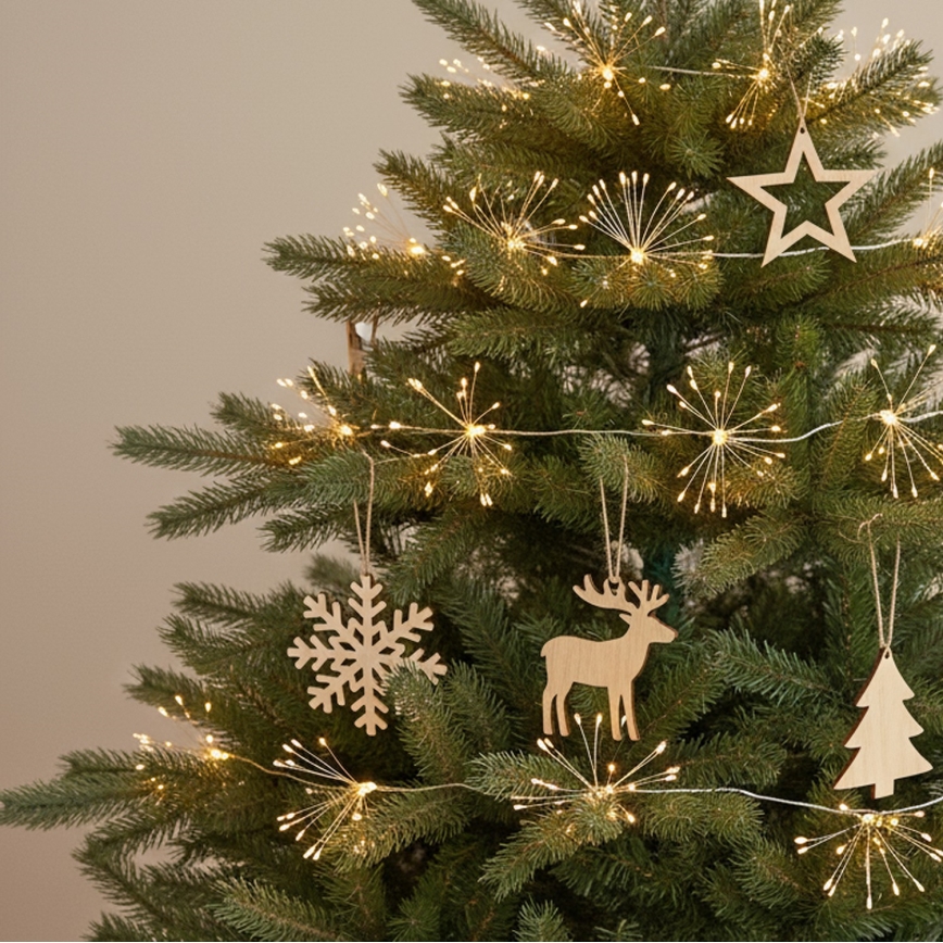 Brilagi - Guirnalda de luces LED para exterior, 150 LEDs, 5 m, IP44, blanco cálido, efecto fuegos artificiales