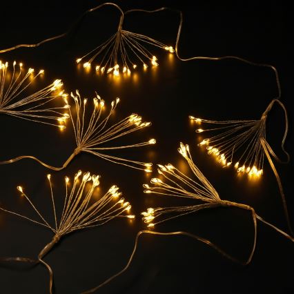 Brilagi - Guirnalda de luces LED para exterior, 150 LEDs, 5 m, IP44, blanco cálido, efecto fuegos artificiales