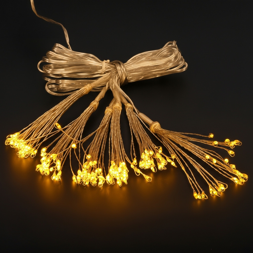 Brilagi - Guirnalda de luces LED para exterior, 150 LEDs, 5 m, IP44, blanco cálido, efecto fuegos artificiales