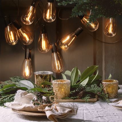 Brilagi - Guirnalda decorativa LED para exterior 10xLED/3xAA 3,2m IP44 blanco cálido