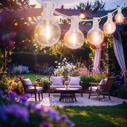 Brilagi - Guirnalda decorativa LED para exterior GIRLANDA 10xE12/0,6W/230V 8m blanco IP44 blanco cálido