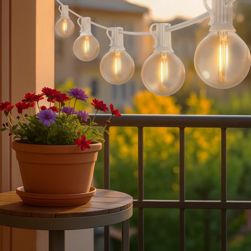 Brilagi - Guirnalda decorativa LED para exterior GIRLANDA 10xE12/0,6W/230V 8m blanco IP44 blanco cálido