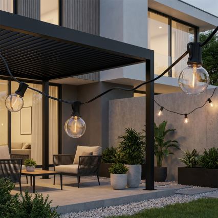 Brilagi - Guirnalda decorativa LED de exterior GIRLANDA 25xE12/0,6W/230V 20m negra IP44 blanco cálido + mando a distancia