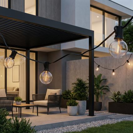 Brilagi - Guirnalda decorativa LED de exterior GIRLANDA 25xE12/0,6W/230V 20m negra IP44 blanco cálido + mando a distancia