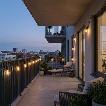 Brilagi - Guirnalda decorativa LED de exterior GIRLANDA 25xE12/0,6W/230V 20m negra IP44 blanco cálido + mando a distancia