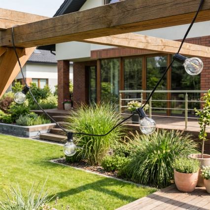 Brilagi - Guirnalda decorativa LED de exterior GIRLANDA 25xE12/0,6W/230V 20m negra IP44 blanco cálido + mando a distancia