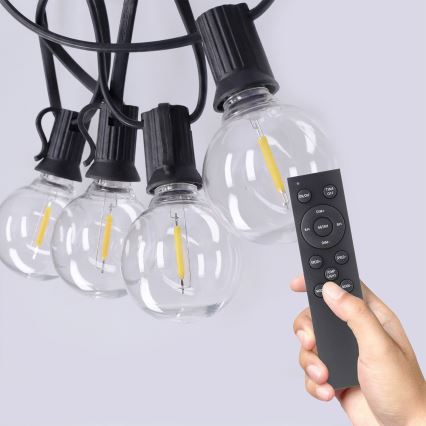 Brilagi - Guirnalda decorativa LED de exterior GIRLANDA 25xE12/0,6W/230V 20m negra IP44 blanco cálido + mando a distancia