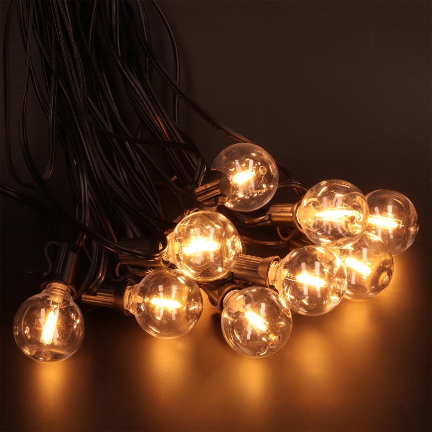 Brilagi - Guirnalda decorativa LED para exterior GIRLANDA 25xE12/0,36W/24V 20m negra IP44 blanco cálido