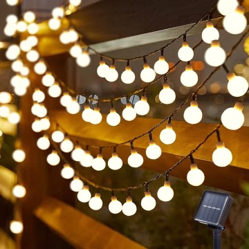Brilagi - Guirnalda decorativa solar LED BUBBLE 200 LEDs/8 funciones 20 m IP65 blanco cálido 800 mAh