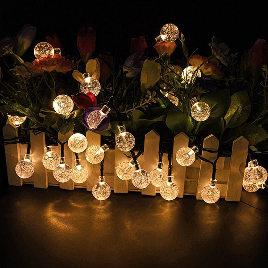 Brilagi - Cadena decorativa solar LED BUBBLE 50 LED/8 funciones 7 m IP65 blanco cálido 600 mAh